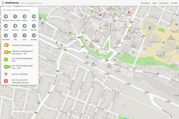 ein Bildschirmfoto der Webseite wheelmap.org